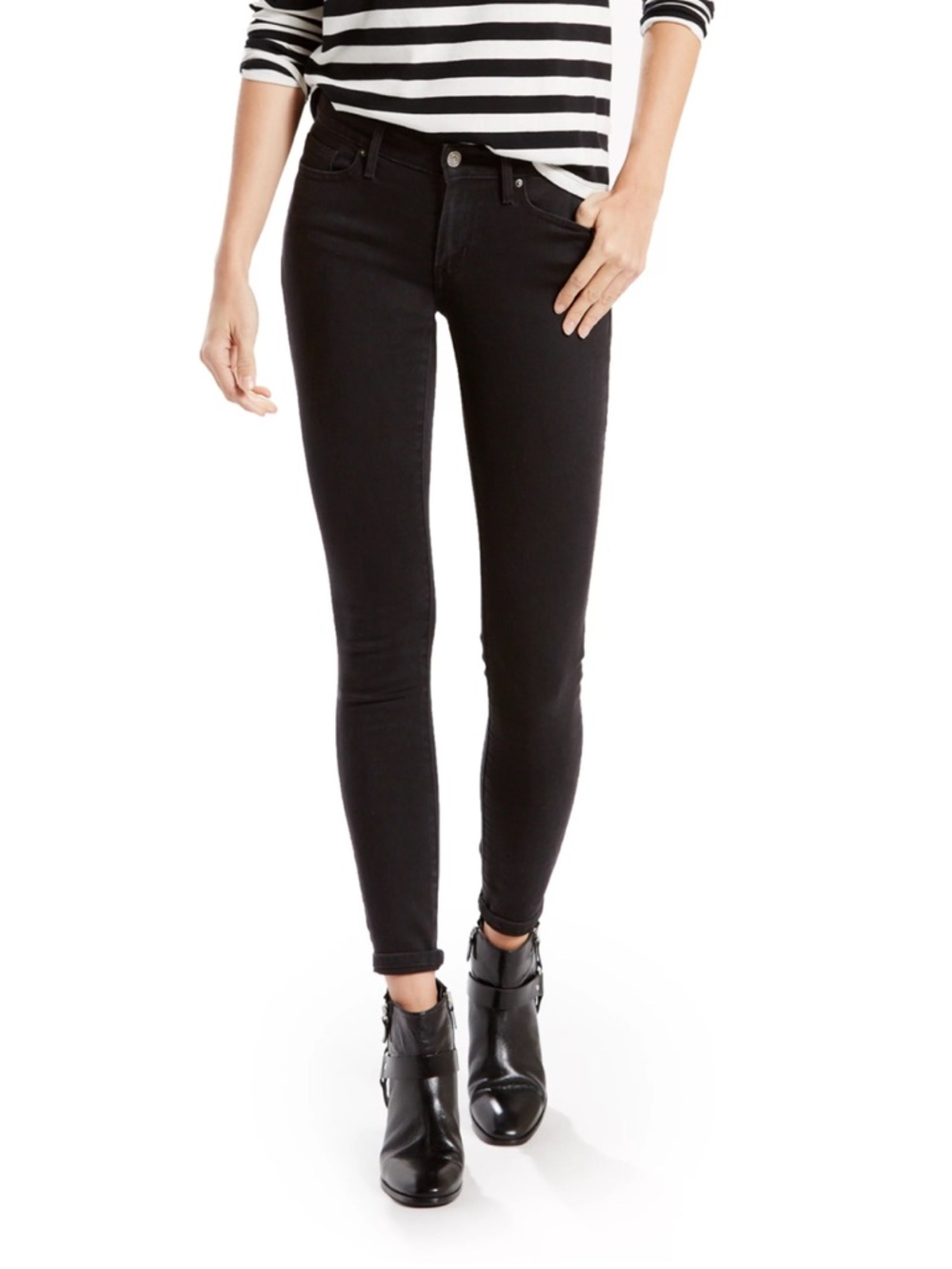 LEVI’S Black 711 Skinny Stretch 5 Pocket Ankle Jeans 25